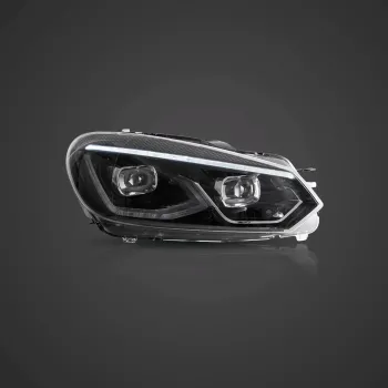 Φανάρια εμπρός Vw Golf 6 (2008-2014) led μαύρα, χωρίς λάμπες (D2S) - σετ 2τμχ.