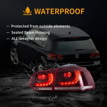 Πίσω φανάρια led Vw Golf 6 (2008-2014) GTI / R design με τρέχουμενο φλας, κόκκινα - σετ 2τμχ.