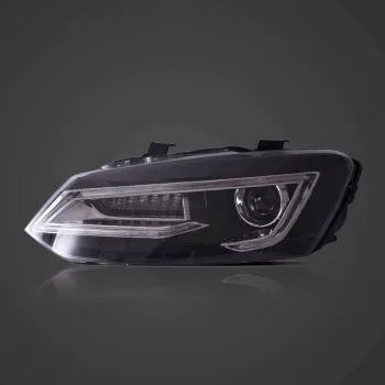 Φανάρια εμπρός Vw Polo (2009-2017) led μαύρα, χωρίς λάμπες (D2S) - σετ 2τμχ.