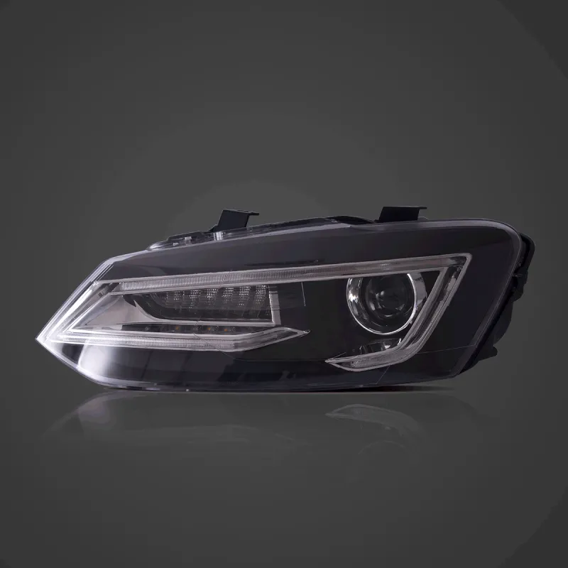 Φανάρια εμπρός Vw Polo (2009-2017) led μαύρα, χωρίς λάμπες (D2S) - σετ 2τμχ.