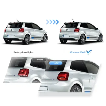 Πίσω φανάρια led Vw Polo (2009-2017) GTI / R design με τρέχουμενο φλας, κόκκινα - σετ 2τμχ.