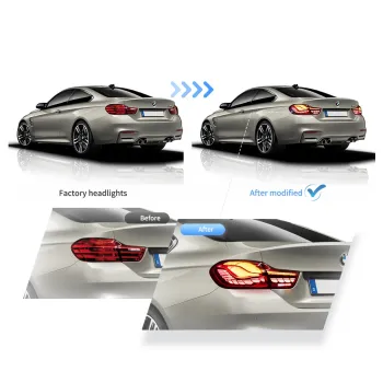 Πίσω φανάρια led BMW F32 / F33 / F36 / F82 / F83 (2014-2020) GTS design με τρέχουμενο φλας, κόκκινα - σετ 2τμχ.