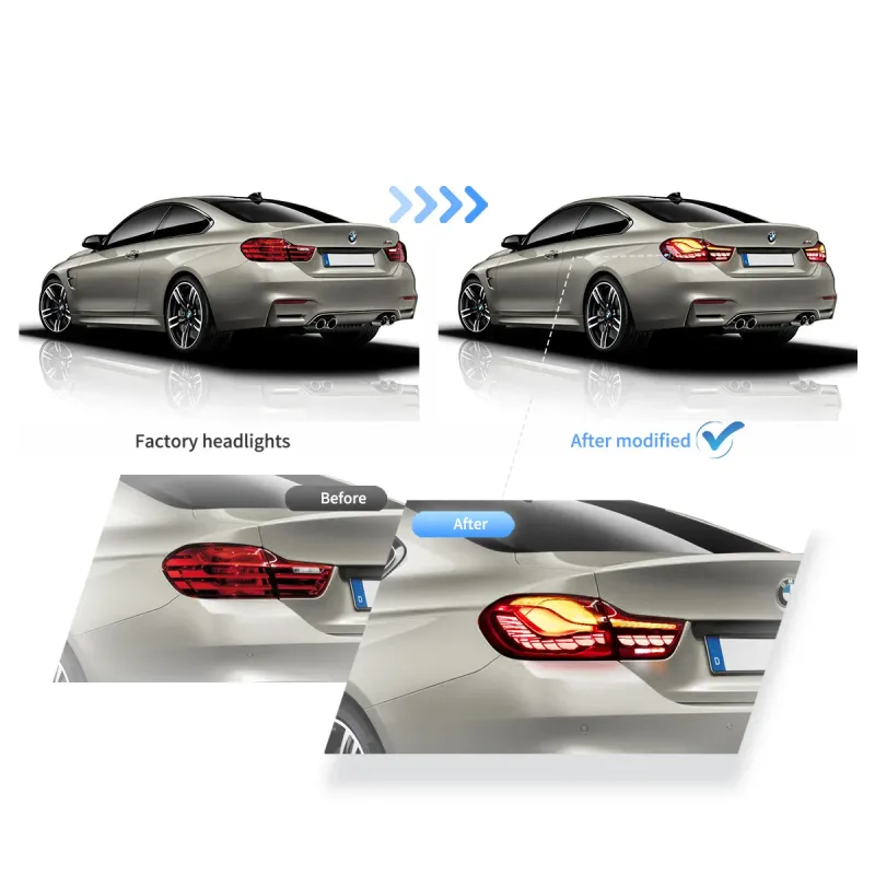 Πίσω φανάρια led BMW F32 / F33 / F36 / F82 / F83 (2014-2020) GTS design με τρέχουμενο φλας, κόκκινα - σετ 2τμχ.