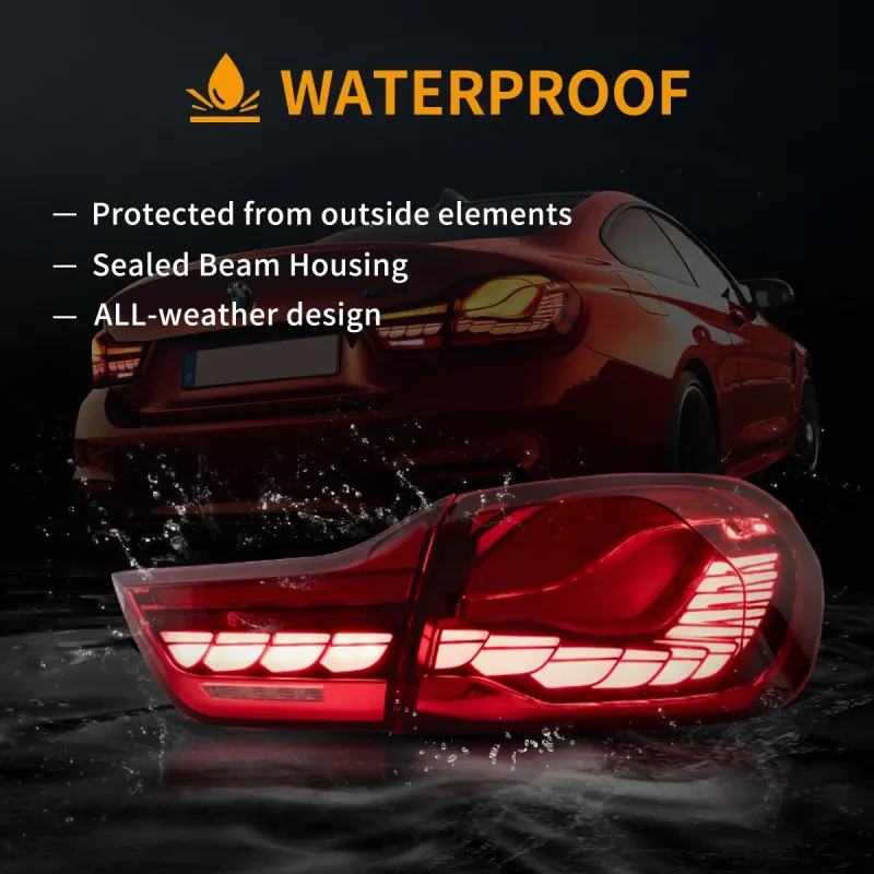 Πίσω φανάρια led BMW F32 / F33 / F36 / F82 / F83 (2014-2020) GTS design με τρέχουμενο φλας, κόκκινα - σετ 2τμχ.