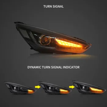 Φανάρια εμπρός Ford Focus (2015-2018) led μαύρα, χωρίς λάμπες (D2S) - σετ 2τμχ.
