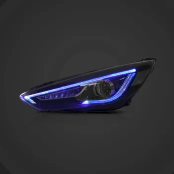 Φανάρια εμπρός Ford Focus (2015-2018) led μαύρα, χωρίς λάμπες (D2S) - σετ 2τμχ.