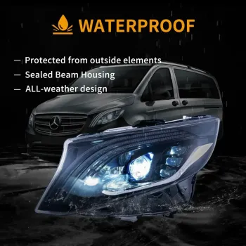 Φανάρια εμπρός Mercedes Vito W447 (2016-2023) led Matrix, μαύρα με DRL - σετ 2τμχ.