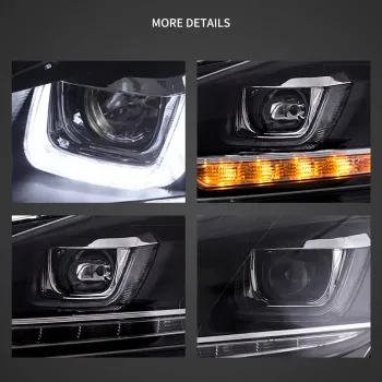 Φανάρια εμπρός Vw Golf 6 (2008-2014) led Demon Eyes design, μαύρα, χωρίς λάμπες (D2S) - σετ 2τμχ.