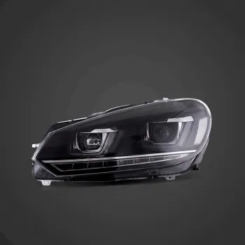 Φανάρια εμπρός Vw Golf 6 (2008-2014) led Demon Eyes design, μαύρα, χωρίς λάμπες (D2S) - σετ 2τμχ.