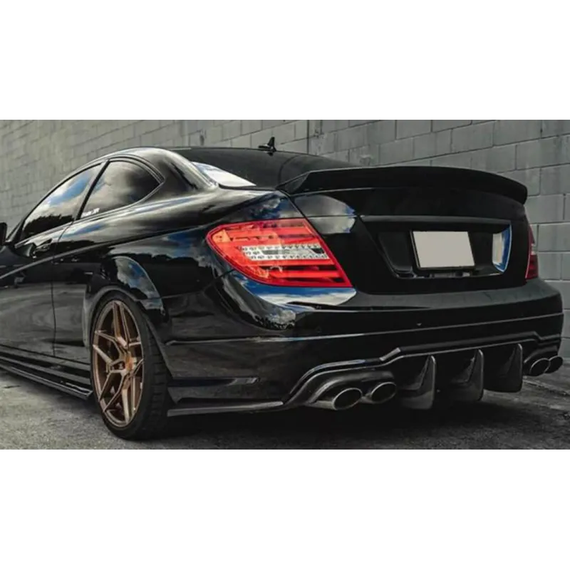 Diffuser Mercedes W204 C-Class (2007-2013) για C63 προφυλακτήρα AMG Style - μαύρο γυαλιστερό