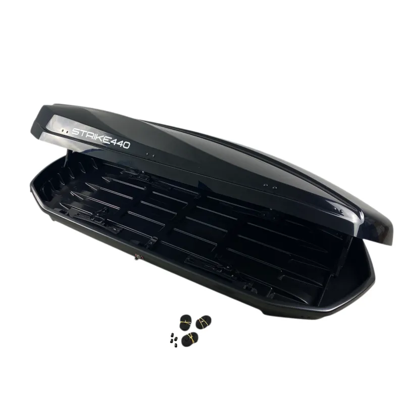 Μπαγκαζιέρα οροφής Junior Strike 199x84x41cm με διπλό άνοιγμα και κλειδί, 480 λίτρα - μαύρη γυαλιστερή