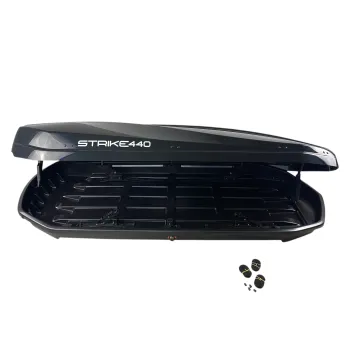 Μπαγκαζιέρα οροφής Junior Strike 199x84x41cm με διπλό άνοιγμα και κλειδί, 480 λίτρα - μαύρη γυαλιστερή