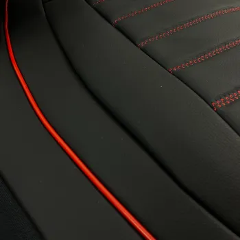 3D Δερμάτινα καλύμματα καθισμάτων Streetech Palermo - μαύρο χρώμα με κόκκινες ραφές