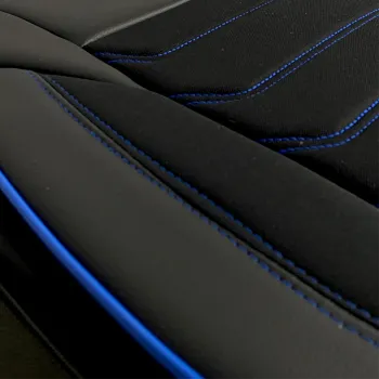 3D Δερμάτινα καλύμματα καθισμάτων Streetech Carbon - μαύρο χρώμα με μπλε ραφές