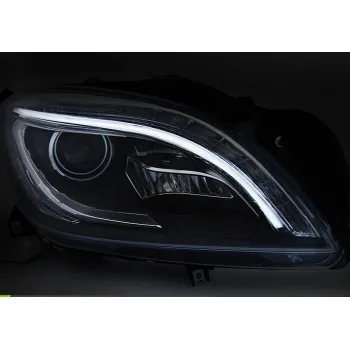 Φανάρια εμπρός Mercedes ML W166 (2011-2016) led , μαύρα , με λάμπες (Η9) - σετ 2τμχ.