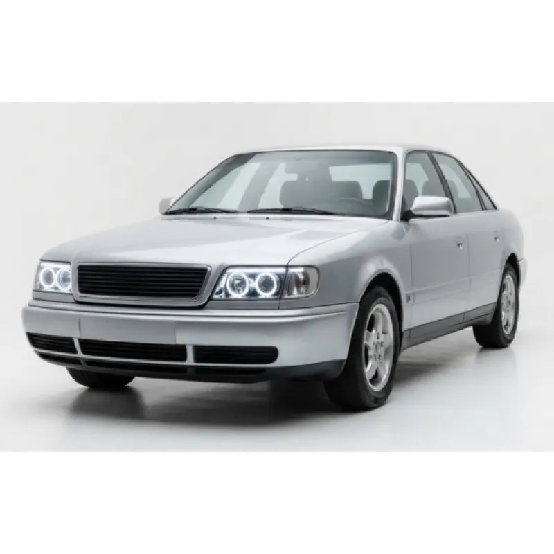 Φανάρια εμπρός Audi 80 B4 (1991-1994) angel eyes - chrome , με λάμπες (Η1) - σετ 2τμχ.