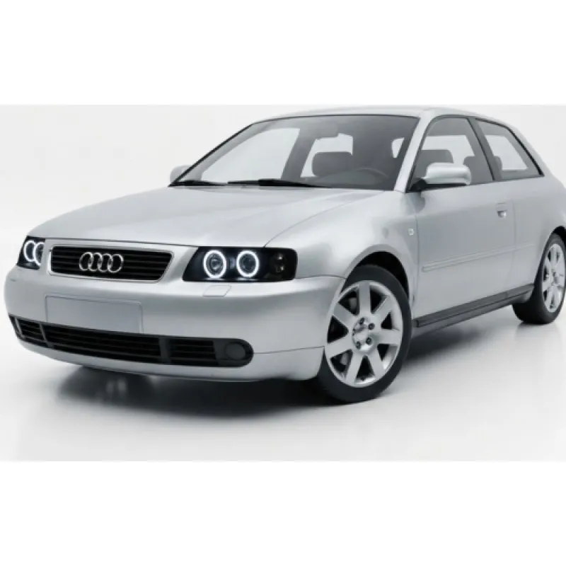 Φανάρια εμπρός Audi A3 (1996-2000) angel eyes - μαύρα , με λάμπες (Η1) - σετ 2τμχ.
