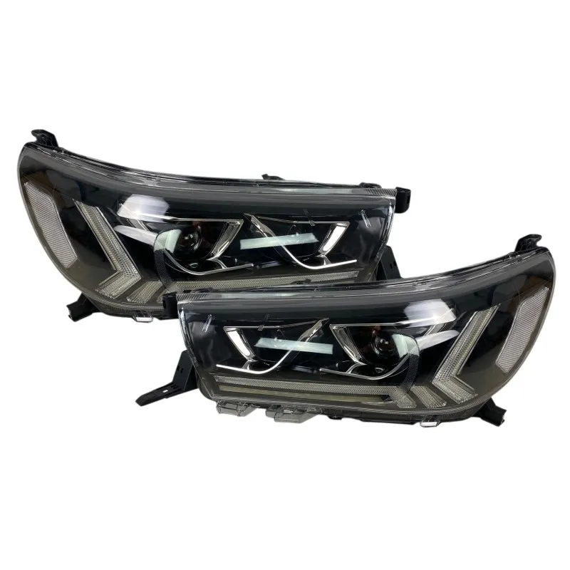 Φανάρια εμπρός Toyota Hilux (2015-2020), led με φώτα ημέρας με H7 / H1 λάμπες - σετ 2τμχ.