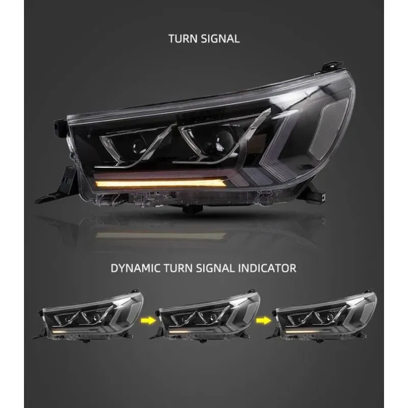 Φανάρια εμπρός Toyota Hilux (2015-2020), led με φώτα ημέρας με H7 / H1 λάμπες - σετ 2τμχ.