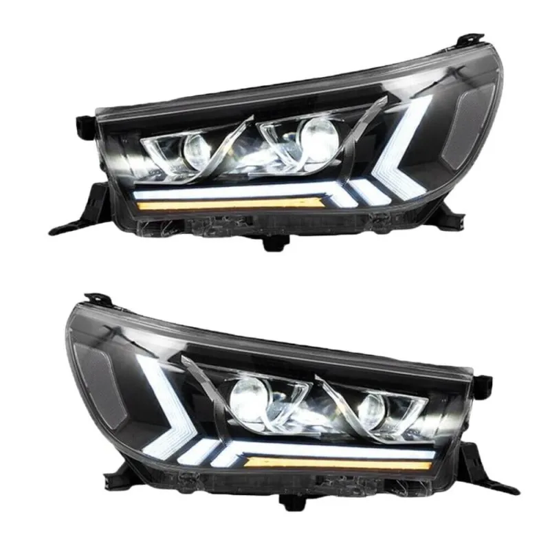 Φανάρια εμπρός Toyota Hilux (2015-2020), led με φώτα ημέρας με H7 / H1 λάμπες - σετ 2τμχ.