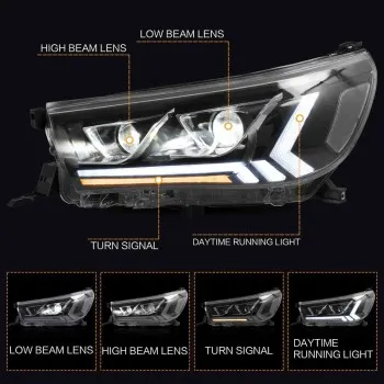 Φανάρια εμπρός Toyota Hilux (2015-2020), led με φώτα ημέρας με H7 / H1 λάμπες - σετ 2τμχ.