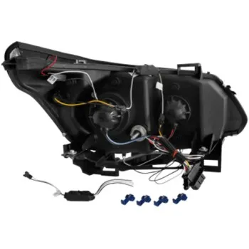 Φανάρια εμπρός led BMW E60 (2003-2007) angel eyes - μαύρα , με λάμπες (Η1) - σετ 2τμχ.