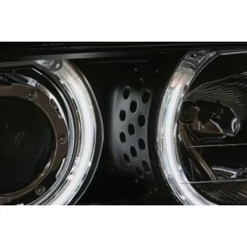 Φανάρια εμπρός angel eyes με CCFL για BMW E46 sedan (1998-2001) - μαύρα , με λάμπες (Η1) - σετ 2τμχ.