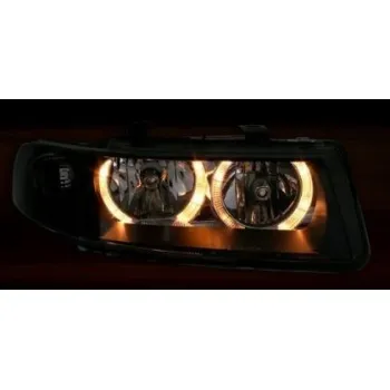 Φανάρια εμπρός angel eyes για Seat Leon /Toledo (1999-2004) - μαύρα , χωρίς λάμπες (Η7) - σετ 2τμχ.