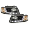 Φανάρια εμπρός led για Audi A3 (1996-2000) - μαύρα , με λάμπες (Η1) - σετ 2τμχ.