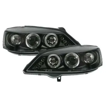 Φανάρια εμπρός led angel eyes για Opel Astra G (1998-2004) - μαύρα , με λάμπες (Η1) - σετ 2τμχ.