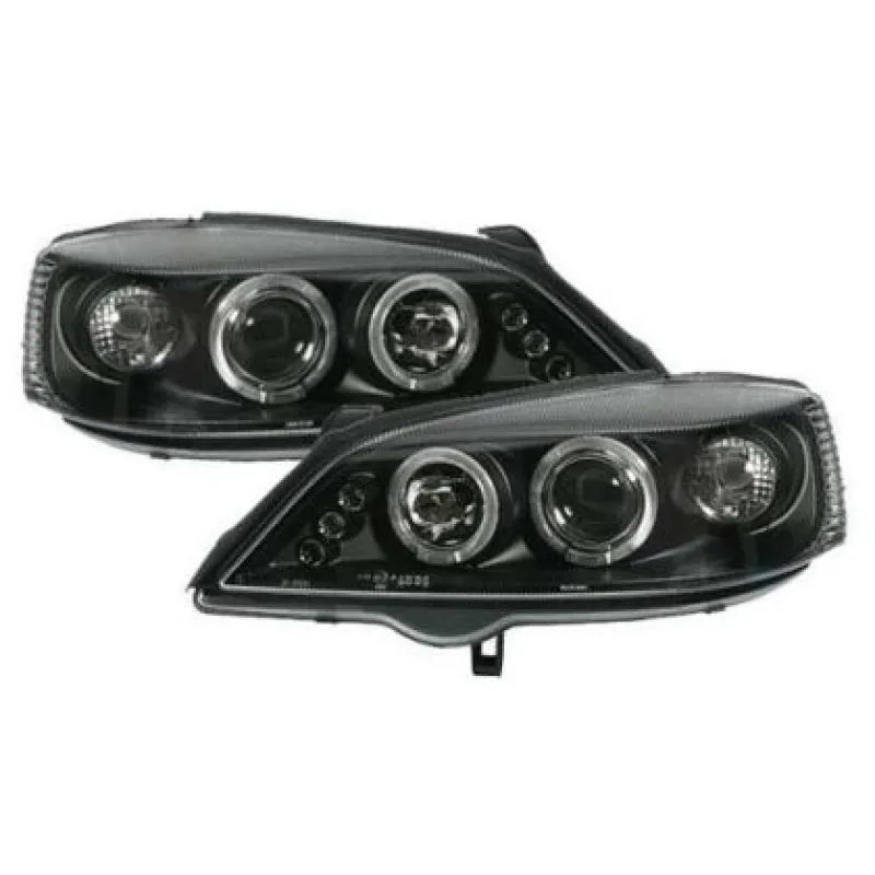 Φανάρια εμπρός led angel eyes για Opel Astra G (1998-2004) - μαύρα , με λάμπες (Η1) - σετ 2τμχ. Φανάρια εμπρός led angel eyes για Opel Astra G (1998-2004) - μαύρα , με λάμπες (Η1) - σετ 2τμχ.