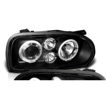 Φανάρια εμπρός angel eyes για Vw Golf ΙΙΙ - black , χωρίς λάμπες (Η7) - σετ 2τμχ.