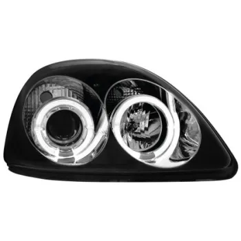 Φανάρια εμπρός angel eyes για Toyota Yaris (1998-2003) - μαύρα , με λάμπες (Η1) - σετ 2τμχ.