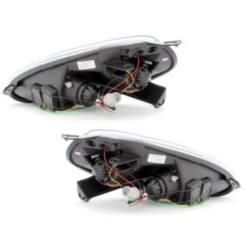Φανάρια εμπρός led για Fiat Grande Punto (2005+) - μαύρα , με λάμπες (Η1) - σετ 2τμχ.