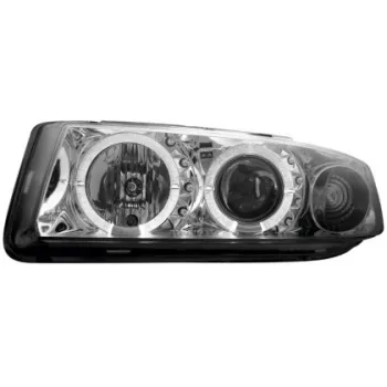 Φανάρια εμπρός angel eyes για Seat Leon /Toledo (1999-2004) - chrome , με λάμπες (Η1) - σετ 2τμχ.