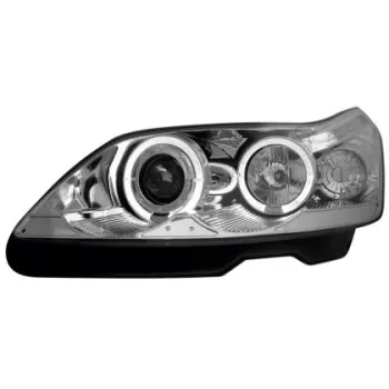 Φανάρια εμπρός angel eyes για Citroen C4 (2004+) - ηλεκτρική ρύθμιση - chrome , με λάμπες (Η1) - σετ 2τμχ.