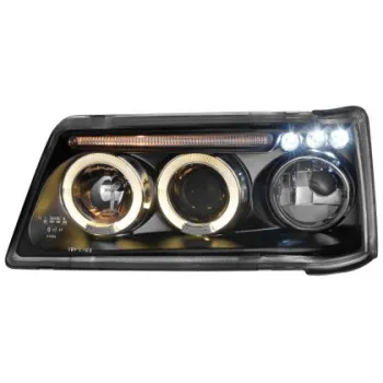 Φανάρια εμπρός angel eyes για Peugeot 205 , μαύρα , με λάμπες (Η1) - σετ 2τμχ.