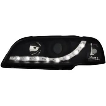 Φανάρια εμπρός led για Volvo S /V40 (1997-2000) - μαύρα , με λάμπες (Η1) - σετ 2τμχ.