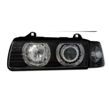 Φανάρια εμπρός angel eyes για Bmw E36 (1991-2000) 2d coupe - μαύρα , με λάμπες (Η7) - σετ 2τμχ.