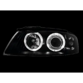 Φανάρια εμπρός angel eyes για Audi A3 (2003-2008) - μαύρα , χωρίς λάμπες (Η7) - σετ 2τμχ.