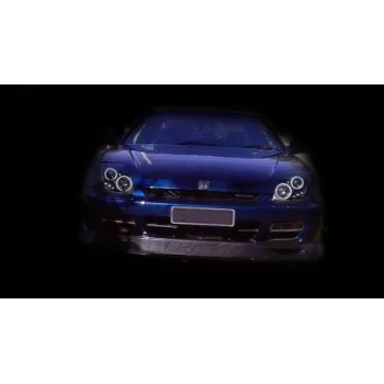 Φανάρια εμπρός angel eyes για Honda Prelude (1997-2001) - μαύρα , με λάμπες (Η1) - σετ 2τμχ.
