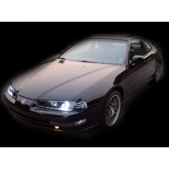 Φανάρια εμπρός angel eyes για Honda Prelude (1992-1995) - μαύρα , με λάμπες (Η7) - σετ 2τμχ.