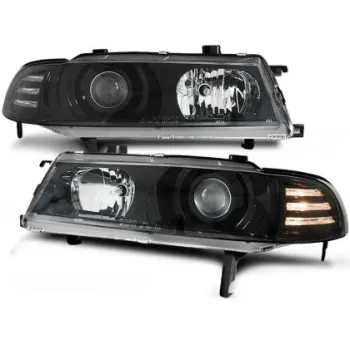Φανάρια εμπρός angel eyes για Honda Prelude (1992-1995) - μαύρα , με λάμπες (Η7) - σετ 2τμχ.