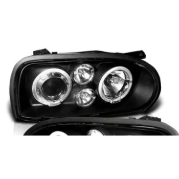 Φανάρια εμπρός angel eyes για Vw Golf ΙΙΙ - black , χωρίς λάμπες (Η7) - σετ 2τμχ.