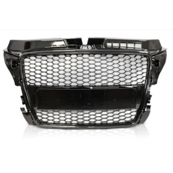Μάσκα με βάση για σήμα για Audi A3 (2008-2013) - RS-Look μαύρη  γυαλιστερή
