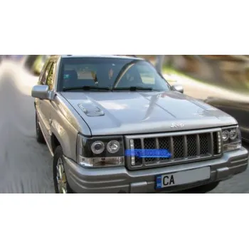 Φανάρια εμπρός angel eyes για Jeep Grand Cherokee (1993-1998) - μαύρα , με λάμπες (Η1) - σετ 2τμχ.