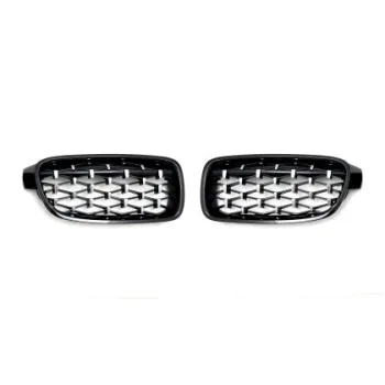 Μάσκα για BMW F30 (2011+) - γυαλιστερή - Diamond Design - χρωμίου/μαύρη - 2τμχ.