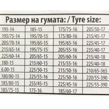 Αντιολισθητικές αλυσίδες (μέγεθος 90) για 14", 15", 16", 17", 18"' ζάντες - σετ 2τμχ.