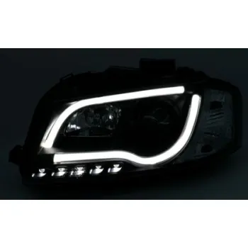 Φανάρια εμπρός led Light Bar Design για Audi A3 (2003-2008) -μαύρα , με λάμπες (H7/Η1) - σετ 2τμχ.