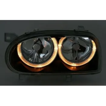 Φανάρια εμπρός angel eyes για Vw Golf 3 R32 design - μαύρα , χωρίς λάμπες (Η7) - σετ 2τμχ.
